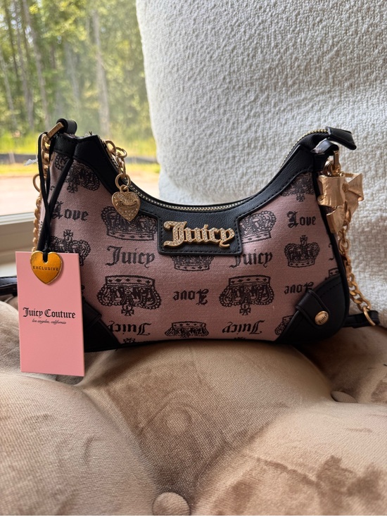 Juicy Couture Handbags - NWT Juicy Couture Pink Diamond Vintage Couture Shoulder Bag Rhinestone Logo Y2K